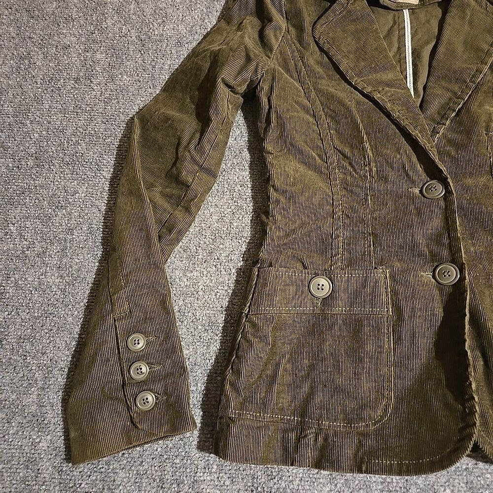 BITTEN Sarah Jessica Parker Corduroy Blazer Jacket Womens XS Green 2-Button - Picture 2 of 10